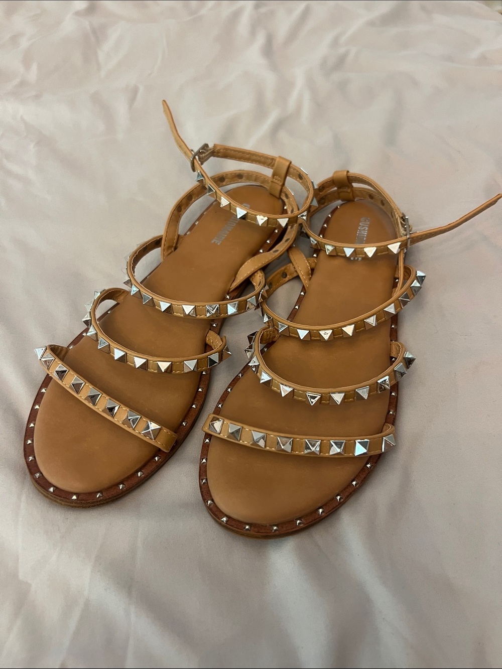 Studded Tan Gladiator Sandals